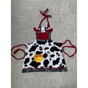 Farm Animal Cow Apron Youth Kids White Black Egg Holder Homemade